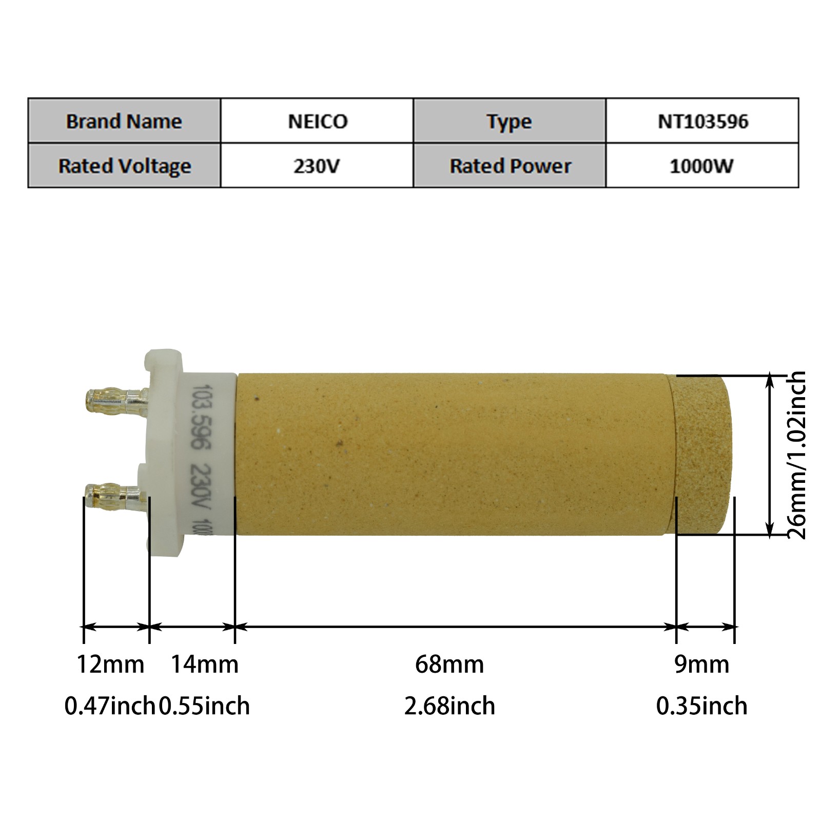 NT103596 103.596  230V 1000W Heating Elements