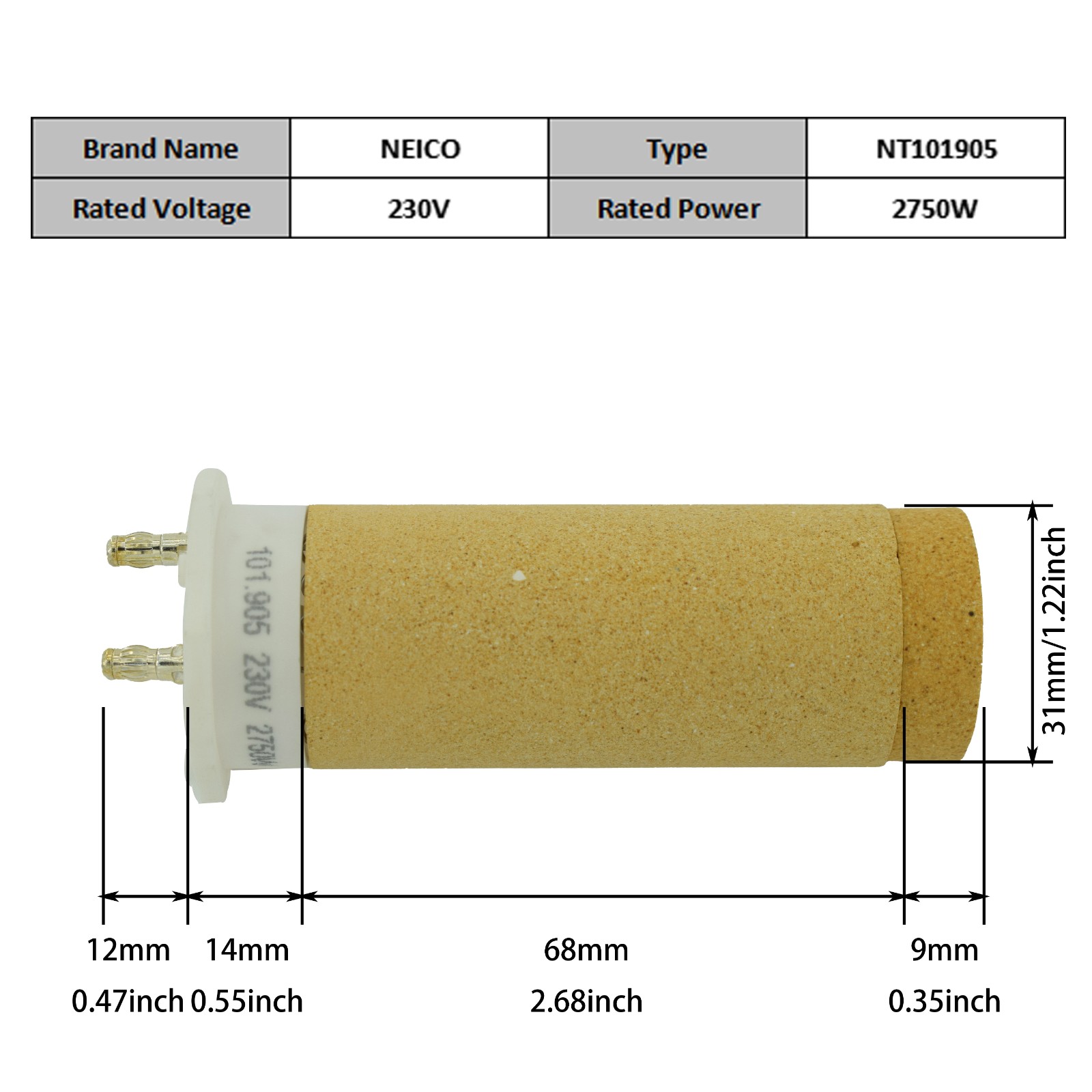 NT101905 101.905  230V 2750W Heating Elements