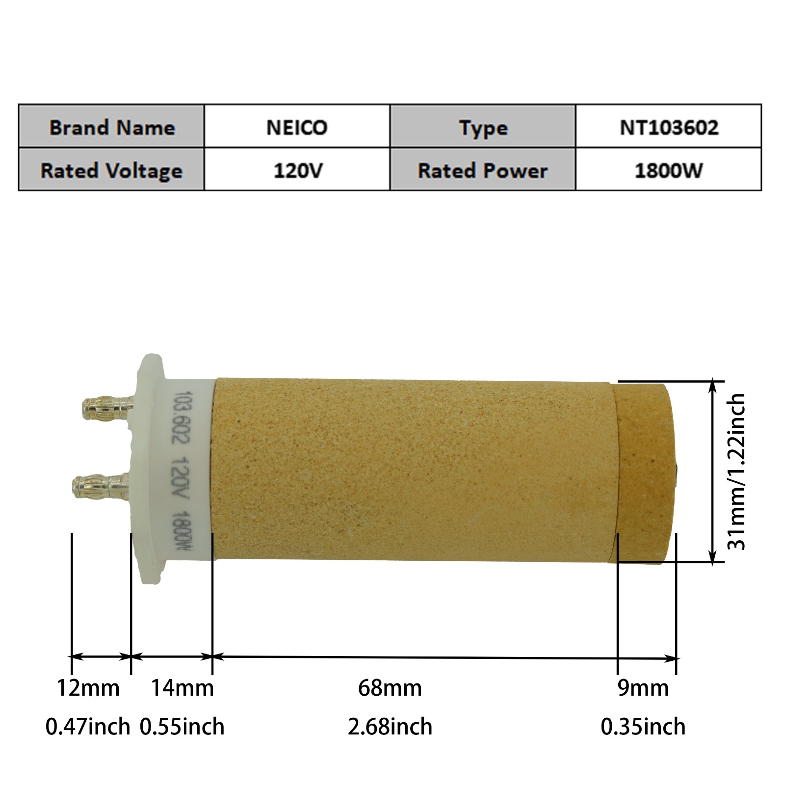 NT103602 103.602 120V1800W Heating Elements