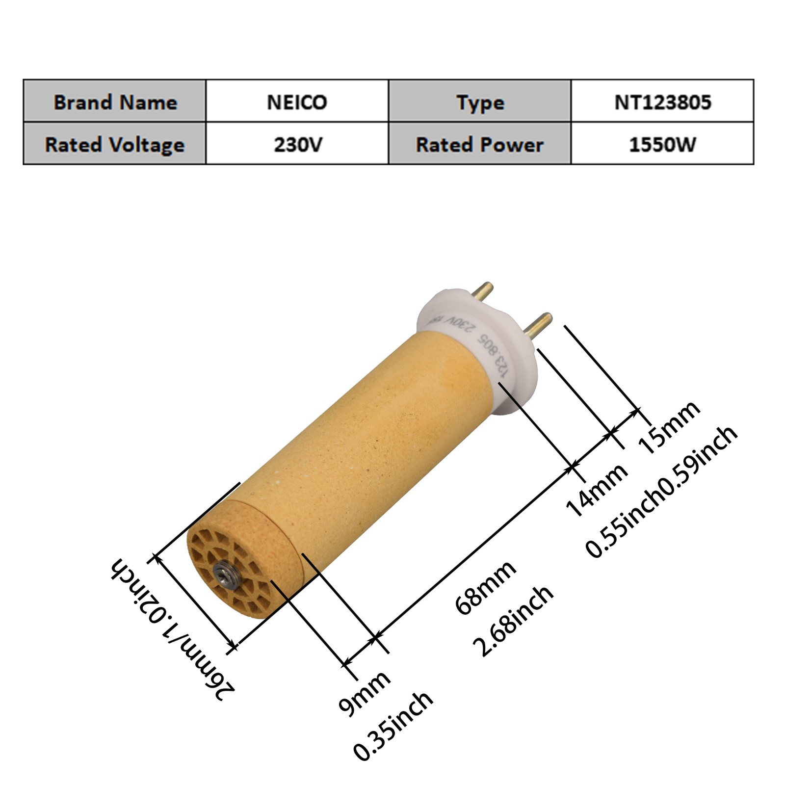 NT123805 123.805 230V 1550W Heating Elements