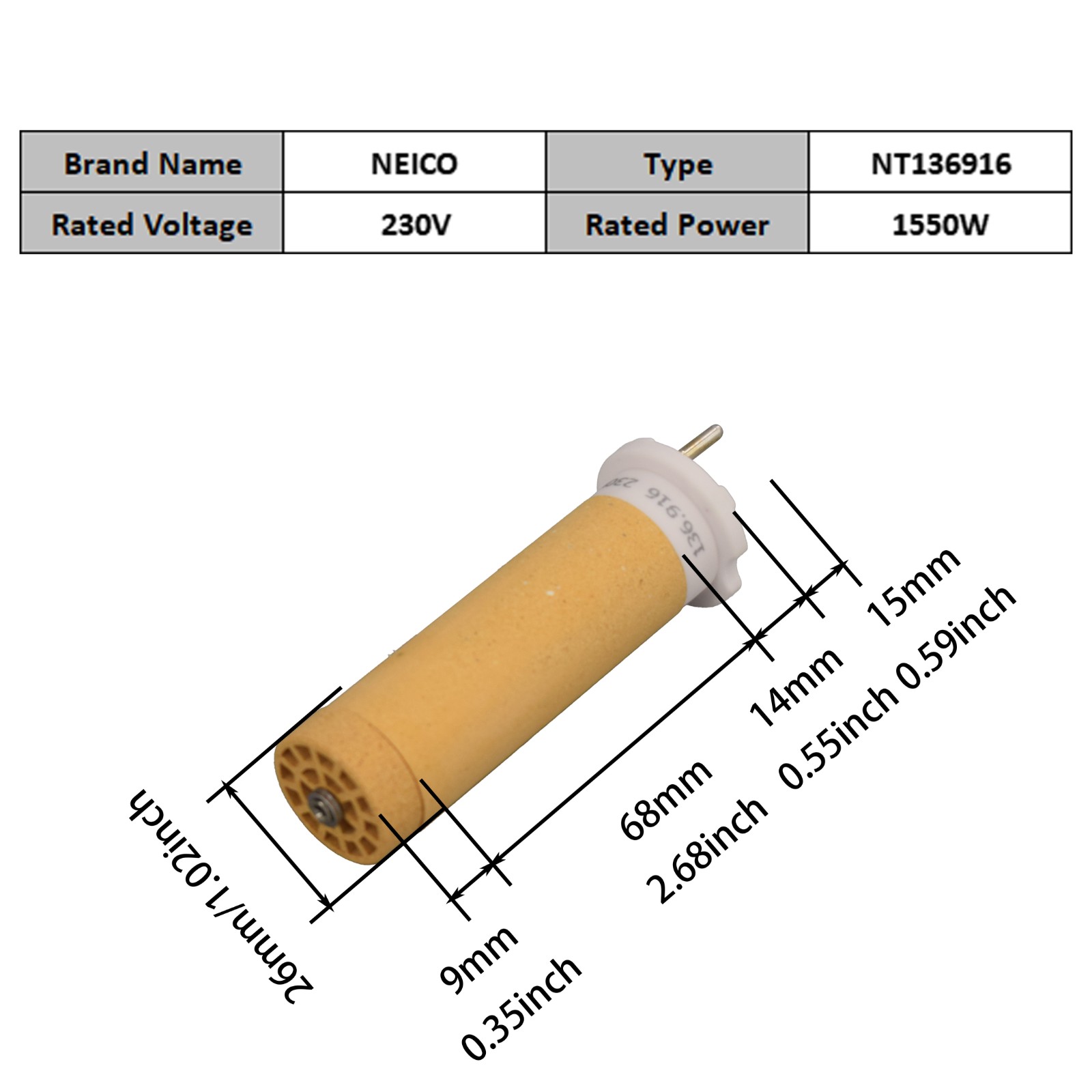 NT136916  136.916  230V 1550W Heating Elements