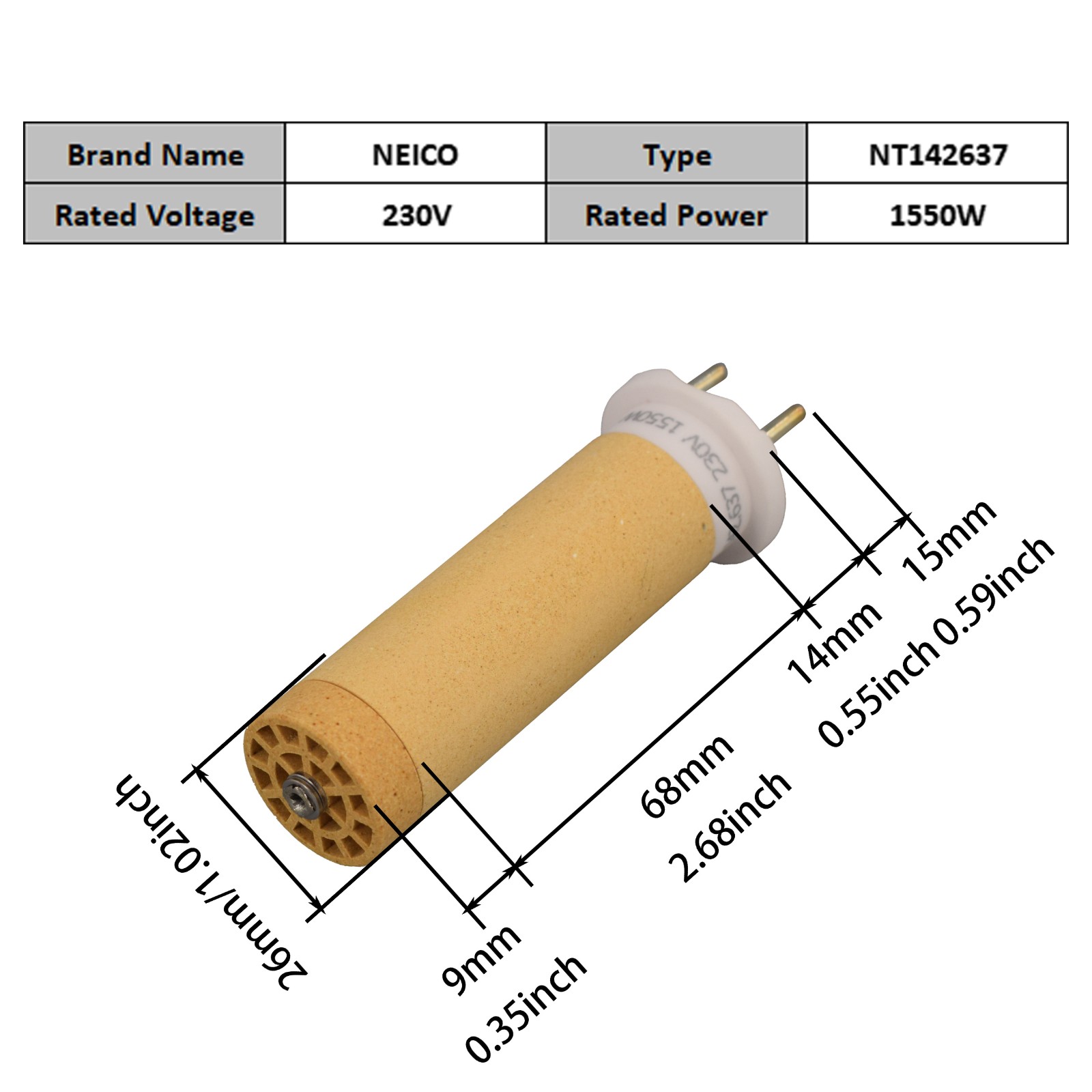 NT142637  142.637 230V1550W Heating Elements