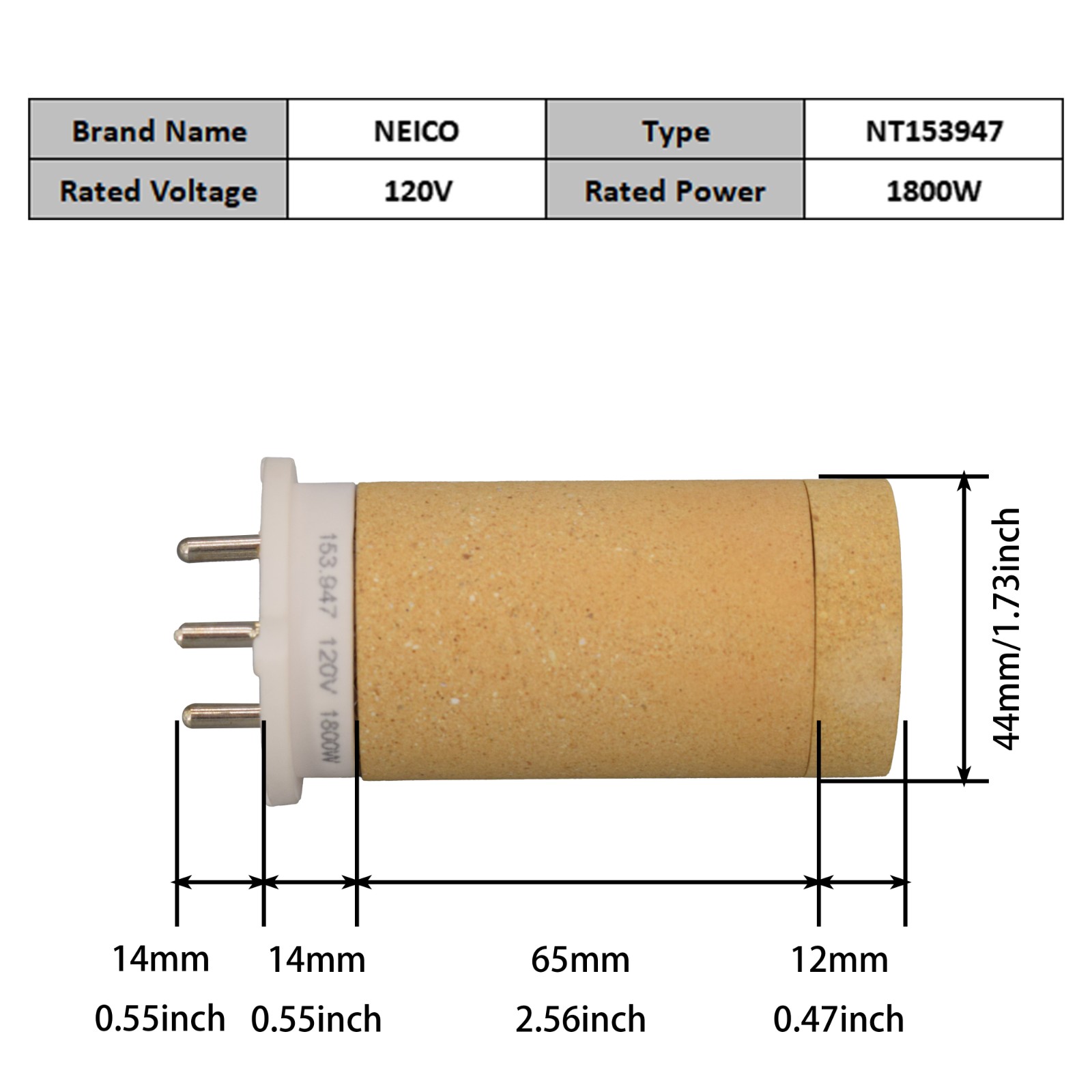 NT153947 153.947 120V 1800W Heating Elements For HEMTEK K-ST HEMTEK ST