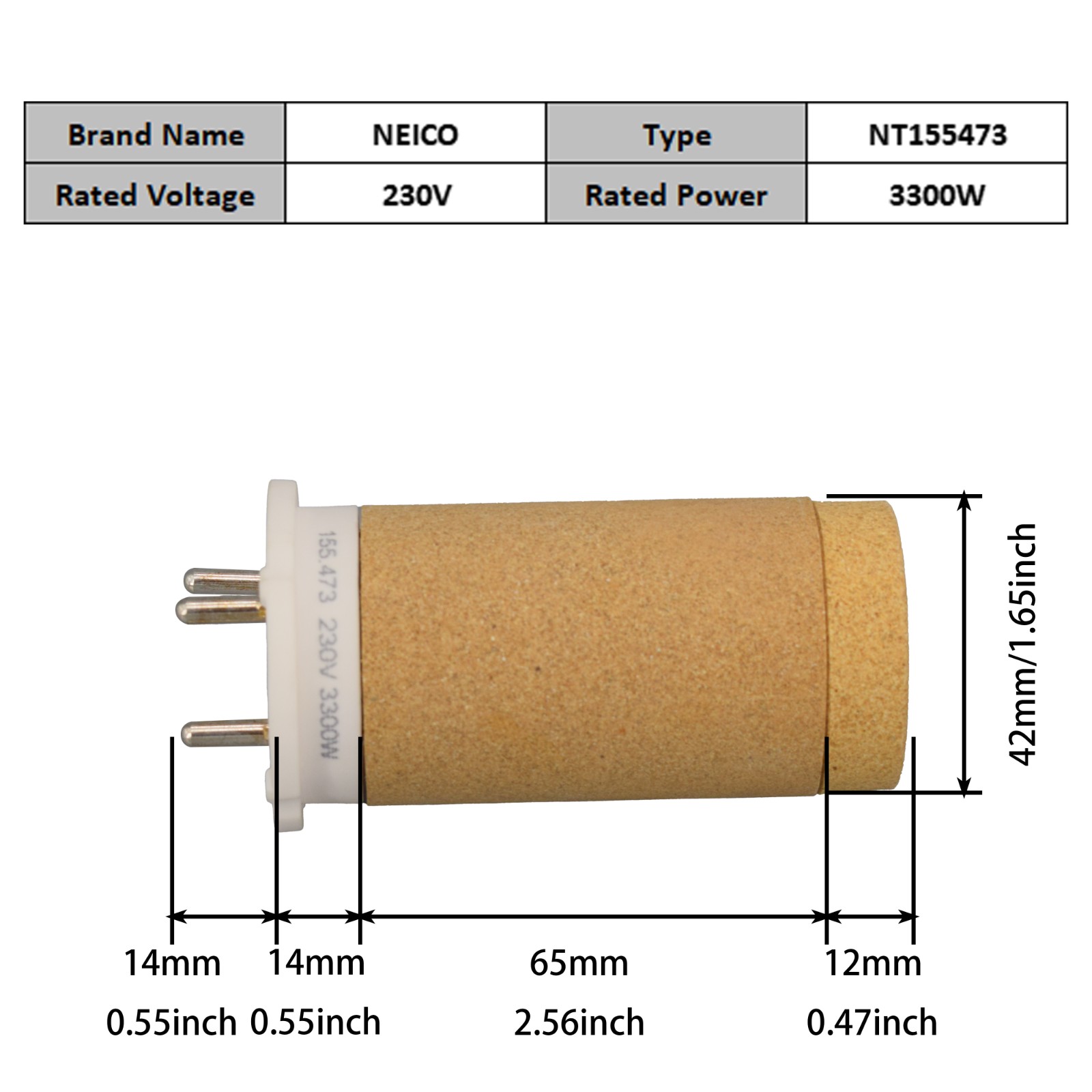 NT155473 155.437 230V 3300W Heating Elements For TWINNY T5/T7 UNIPLAN 300/500 UNIROOF 300