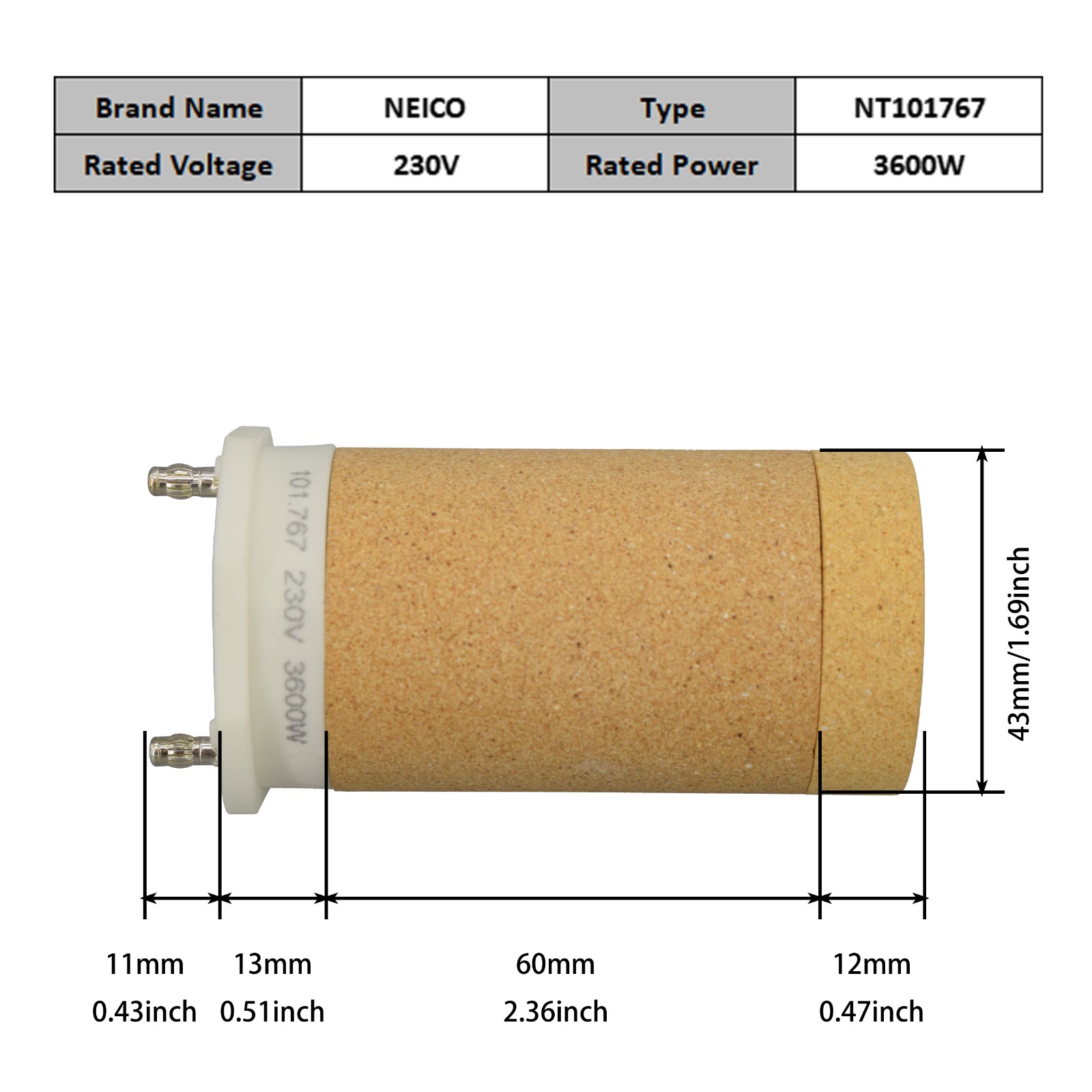NT101767  101.767  230V 3600W Heating Elements