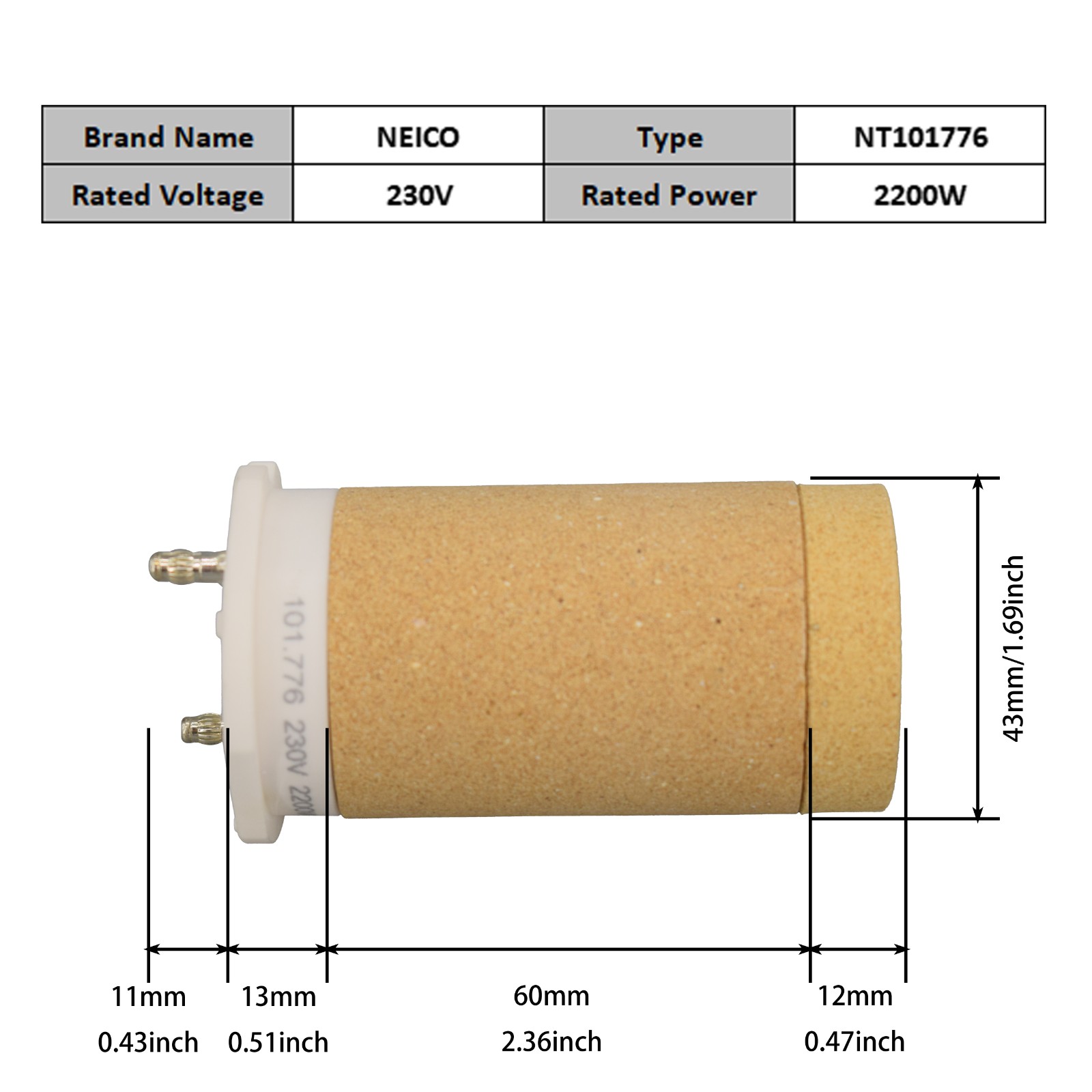 NT101776  101.776  230V 2100W Heating Elements