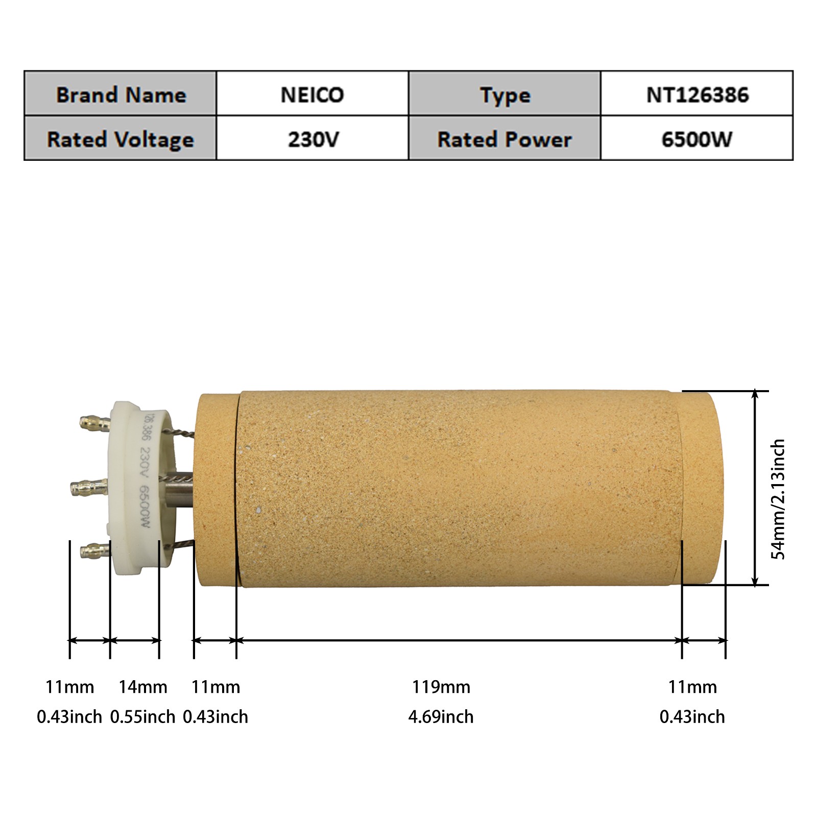 NT126386  126.386  230V 6500W BITUMAT B2 Heating Elements