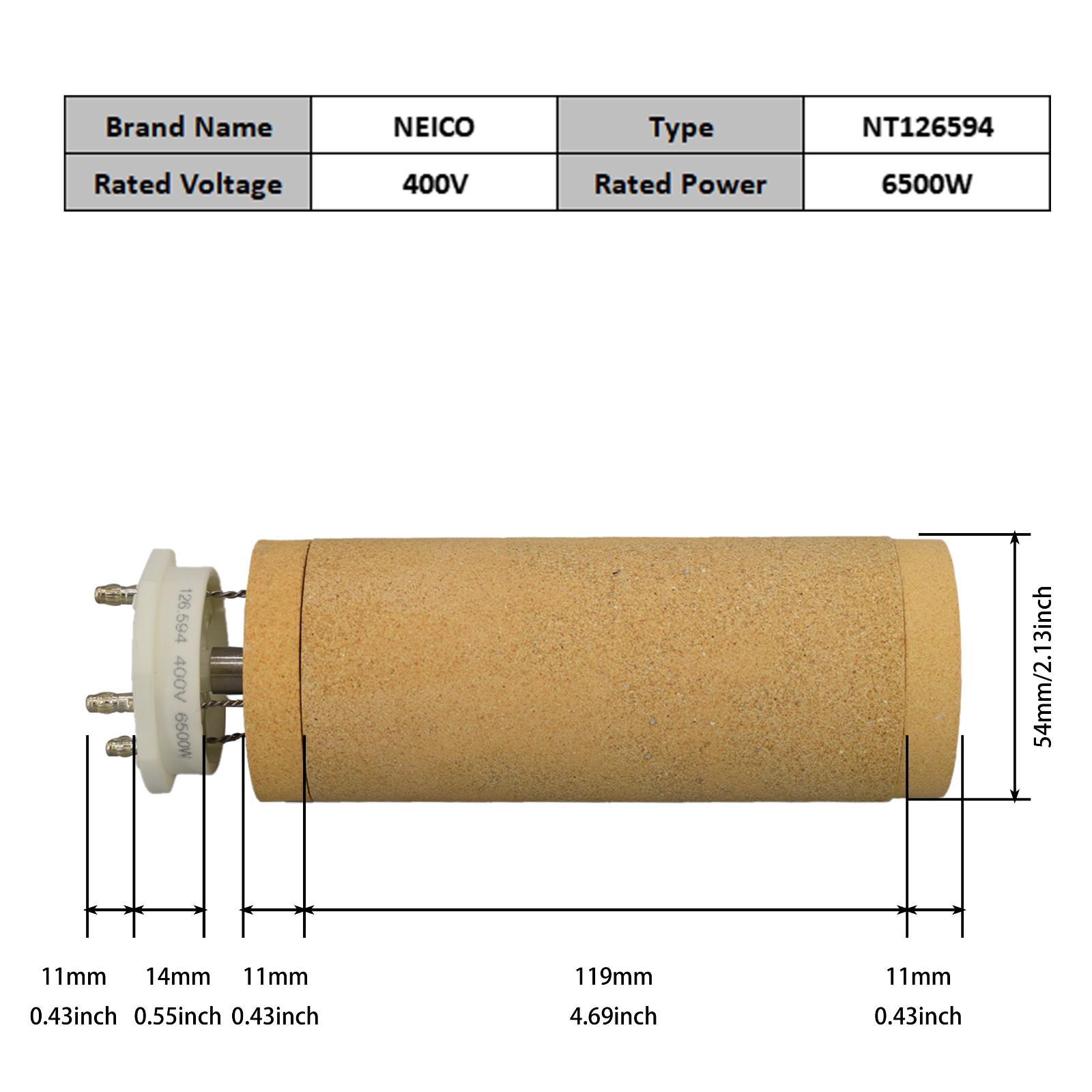 NT126594  126.594  400V 6500W BITUMAT B2 Heating Elements