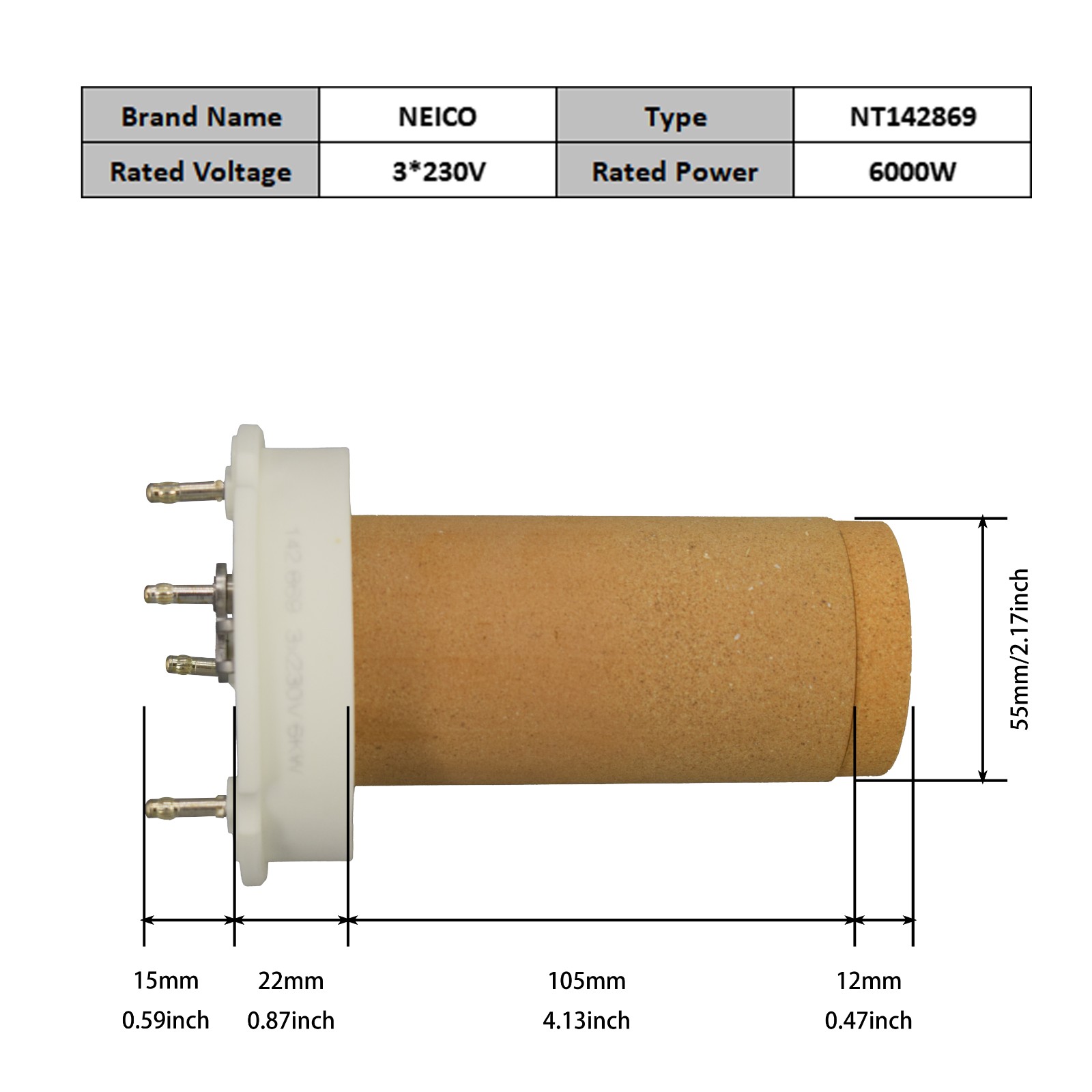 NT142869  142.869 3x230V 6KW VULCAN SYSTEM 6 KW,LHS 61S Heating Elements