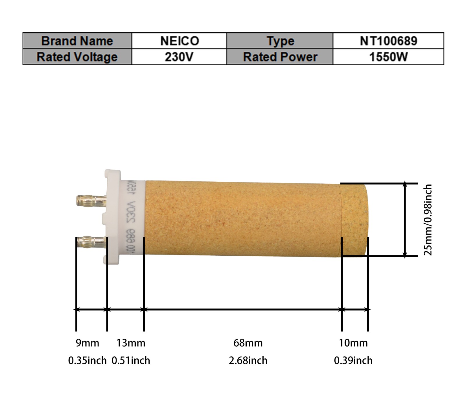 NT100689 100.689  230V 1550W DIODE S，DIODE S WITH MINOR Heating Elements